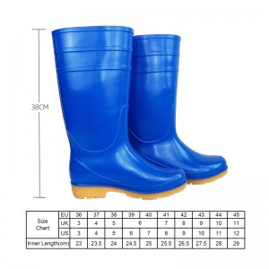 ស្បែកជើងទឹកខៀវ PVC សម្រាប់ឧស្សាហកម្មម្ហូបអាហារនិងភេសជ្ជៈ