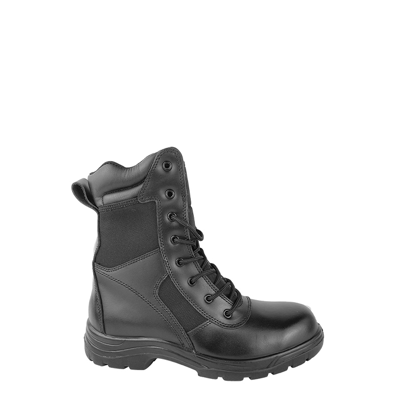 I-9 inch Ukuvikelwa kwamasosha amabhuzu wesikhumba ane-toe yensimbi neplate yensimbi