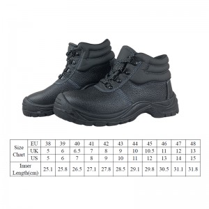 I-Lace-Up Black Steel Toe Work amabhuzu wesikhumba