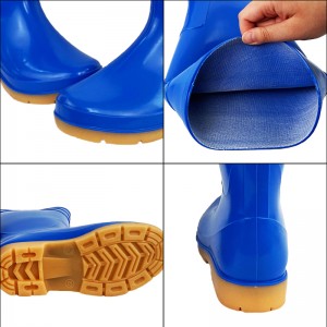 ស្បែកជើងទឹកខៀវ PVC សម្រាប់ឧស្សាហកម្មម្ហូបអាហារនិងភេសជ្ជៈ