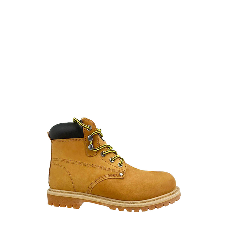 I-Yellow Nubuck Goodyear Welt I-Safe Safety Izicathulo zesikhumba esine-toe yensimbi