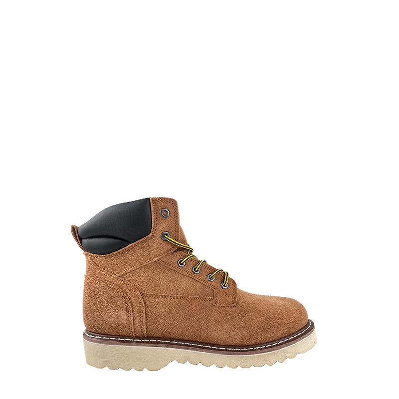 I-6 inch suede yenkomo yesikhumba izikhumba ngamabhuzu ane-toe yensimbi neplate yensimbi