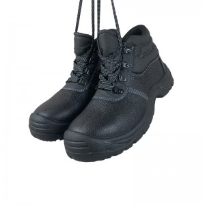 I-Lace-Up Black Steel Toe Work amabhuzu wesikhumba
