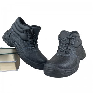 I-Lace-Up Black Steel Toe Work amabhuzu wesikhumba