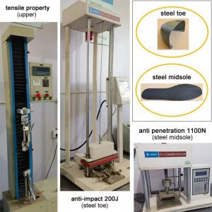 Nwa ki ba koupe dantèl-up PVC sekirite lapli bòt ak asye zòtèy ak midsole