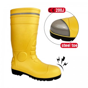Reflektif tèt koupe PVC Sekirite Rain Boots Botas de Lluvia