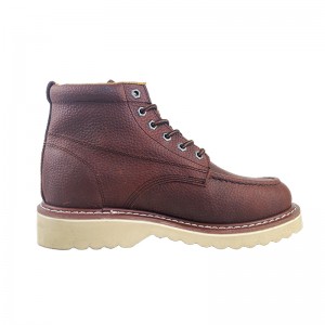 Gason-te fè 6 pous maron wouj goodyear welt stitch k ap travay kwi bòt