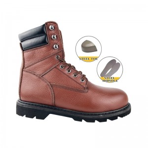 Brown Goodyear Welt soulye sekirite kwi ak zòtèy asye ak midsole