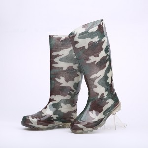 Fashion forè jenou segondè PVC bòt travay élégance gason an mete gumboots pwoteksyon pye
