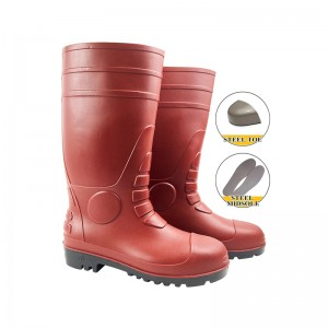 CE Anti-Static PvC ukuphepha imvula ukuphepha nge-toe yensimbi kanye ne-midsole