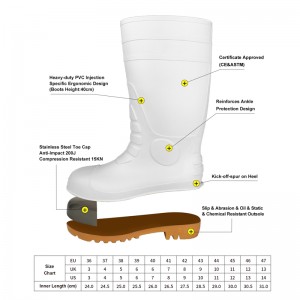 CE endistri manje pvc bòt lapli ak asye zòtèy ak midsole