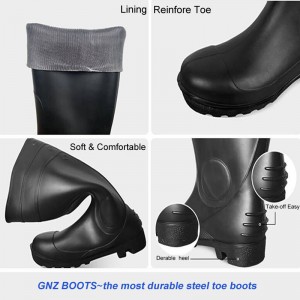 Amabhuzu we-CSA aqinisekisiwe we-PVC ukuphepha emvuleni nge-toe yensimbi kanye ne-midsole