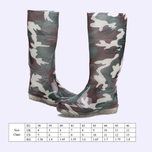 Fashion forè jenou segondè PVC bòt travay élégance gason an mete gumboots pwoteksyon pye