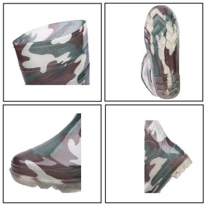 Fashion forè jenou segondè PVC bòt travay élégance gason an mete gumboots pwoteksyon pye