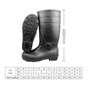 Amabhuzu we-CE ASTM AS / NZS PVC Ukuphepha Kwemvula Ngezinzwane zensimbi kanye ne-midsole