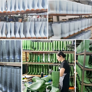 Fashion forè jenou segondè PVC bòt travay élégance gason an mete gumboots pwoteksyon pye