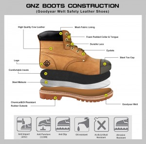 Goodyear Welt welfulation security ເກີບຫນັງງົວ nubuck ກັບຕີນປ້ອງກັນ