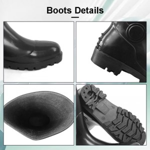 I-Economy Black PVC ukuphepha imvula amabhuzu anezinzwane zensimbi kanye ne-midsole