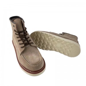 Fashion 6 pous Beige Goodyear welt Stitch k ap travay soulye kwi