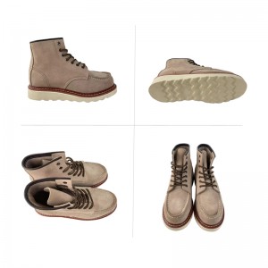 Fashion 6 pous Beige Goodyear welt Stitch k ap travay soulye kwi